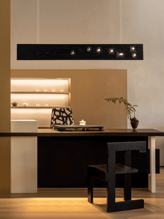 Lustra Suspension Bois Pierre Précieuse Linéaire LED