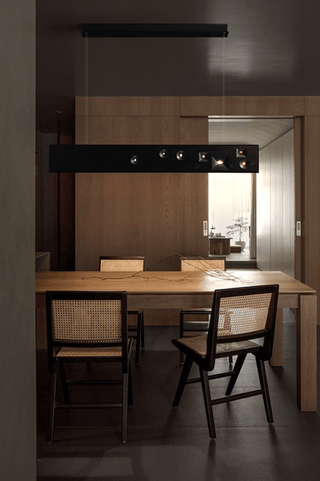 Lustra Suspension Bois Pierre Précieuse Linéaire LED