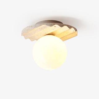 Aura Lumière de Plafond Ondulée en Travertin
