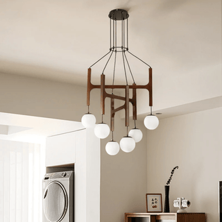 Xylocube Géométrique Bois Globe Suspension Lumière