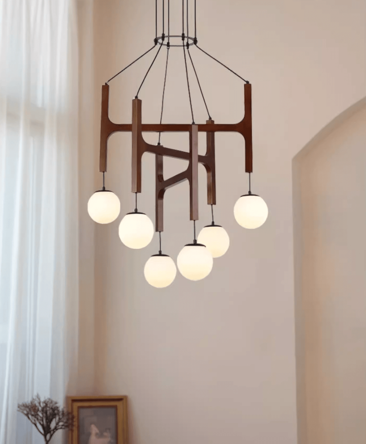 Xylocube Géométrique Bois Globe Suspension Lumière