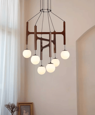 Xylocube Géométrique Bois Globe Suspension Lumière
