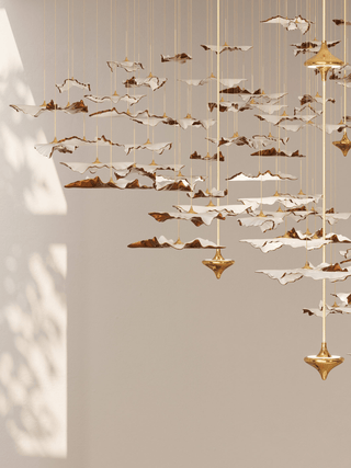 Leaf Twisted Sculptural Customize Chandelier-Neutral Decor