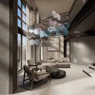 Clouds Iridescent Disc Chandelier-Neutral Decor