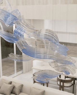 Brush Art Glass Chandelier-Neutral Decor
