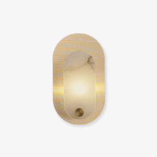 Perforated Oval Alabaster Wall Sconce-Neutral Decor