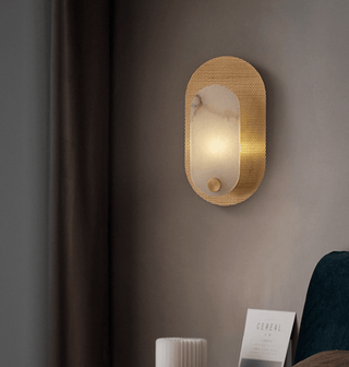 Perforated Oval Alabaster Wall Sconce-Neutral Decor