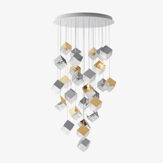 Cubic Luster Cascade Chandelier-Neutral Decor