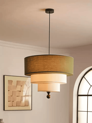 Tiered Fabric Pendant Light-Neutral Decor
