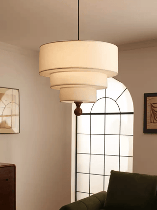 Tiered Fabric Pendant Light-Neutral Decor