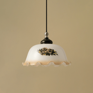 Floral Patterned Glass Pendant Light-Neutral Decor