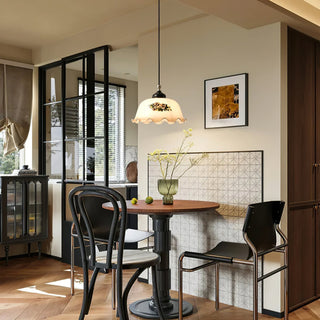Floral Patterned Glass Pendant Light-Neutral Decor