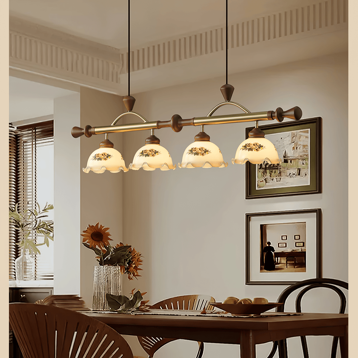 Floral Patterned Multi Pendant Light-Neutral Decor