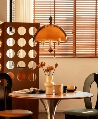 Amber Dome Shaped Pendant Light-Neutral Decor