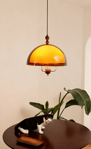 Amber Dome Shaped Pendant Light-Neutral Decor