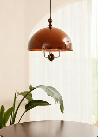 Amber Dome Shaped Pendant Light-Neutral Decor