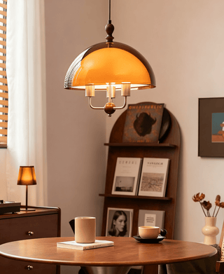 Amber Dome Shaped Pendant Light-Neutral Decor