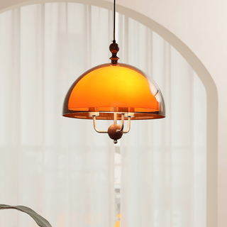 Amber Dome Shaped Pendant Light-Neutral Decor
