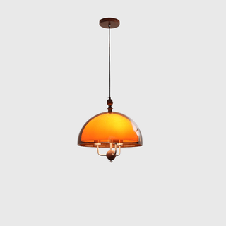 Amber Dome Shaped Pendant Light-Neutral Decor