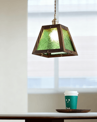 Green Patterned Glass Pendant Light-Neutral Decor