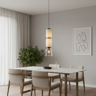 Textured Layered Glass Pendant Light-Neutral Decor