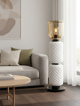 Textured Layered Glass table Light-Neutral Decor