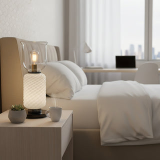 Textured Layered Glass table Light-Neutral Decor
