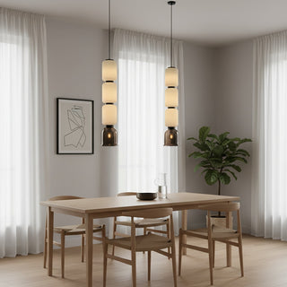 Textured Layered Glass Pendant Light-Neutral Decor