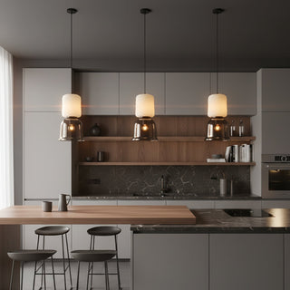 Textured Layered Glass Pendant Light-Neutral Decor