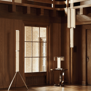 Hexagonal Glass Floor Lamp-Neutral Decor