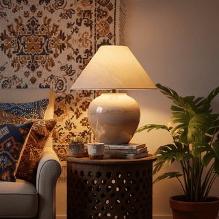 Gradient Hued Ceramic Jar Table Lamp-Neutral Decor