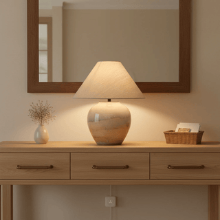 Gradient Hued Ceramic Jar Table Lamp-Neutral Decor