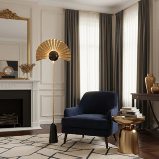 Gilded Fan Floor Lamp-Neutral Decor