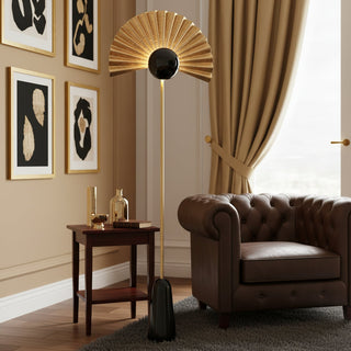 Gilded Fan Floor Lamp-Neutral Decor