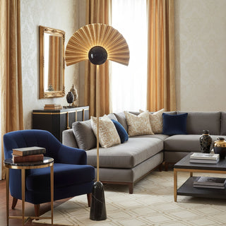 Gilded Fan Floor Lamp-Neutral Decor