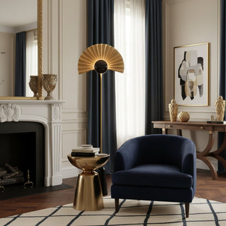 Gilded Fan Floor Lamp-Neutral Decor
