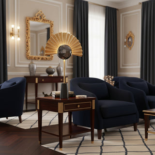 Gilded Fan Table Lamp-Neutral Decor