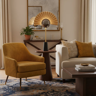 Gilded Fan Table Lamp-Neutral Decor