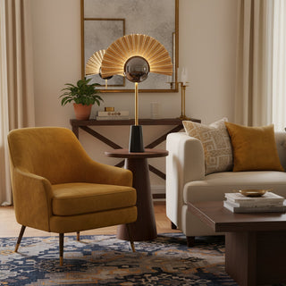 Gilded Fan Table Lamp-Neutral Decor
