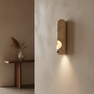 Travertine Oval Wall Sconce-Neutral Decor