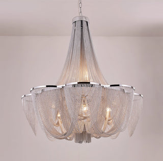 Silver Chain Tassel Chandelier-Neutral Decor