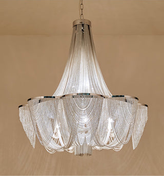 Silver Chain Tassel Chandelier-Neutral Decor