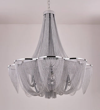 Silver Chain Tassel Chandelier-Neutral Decor