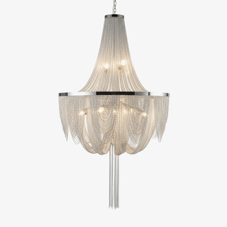 Silver Chain Tassel Chandelier-Neutral Decor