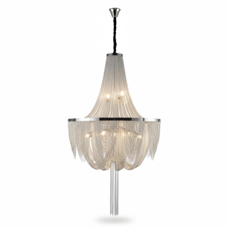 Silver Chain Tassel Chandelier-Neutral Decor