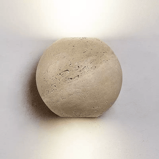 Travertine Globe Wall Sconce-Neutral Decor