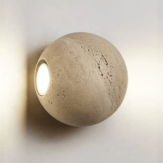 Travertine Globe Wall Sconce-Neutral Decor