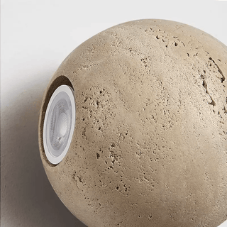 Travertine Globe Wall Sconce-Neutral Decor