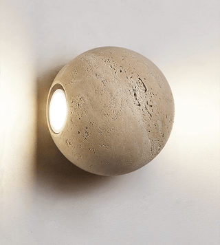 Travertine Globe Wall Sconce-Neutral Decor