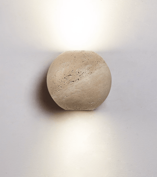 Travertine Globe Wall Sconce-Neutral Decor